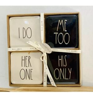 New Rae Dunn Wedding Coasters 4 Pc Bridal Shower I Do Table Jewelry Tray Gift